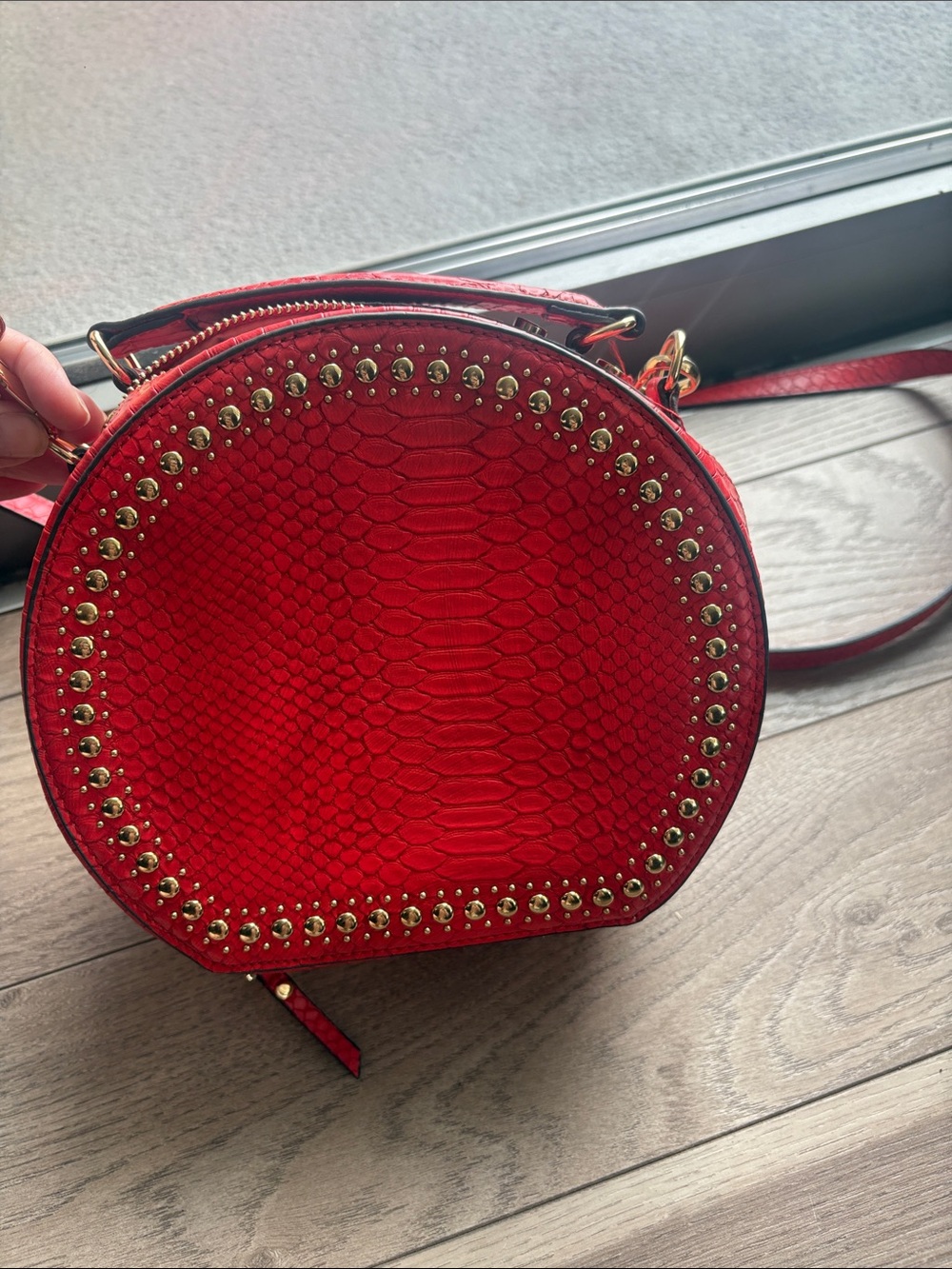 INC International Concepts Red Round Studded Crossbody